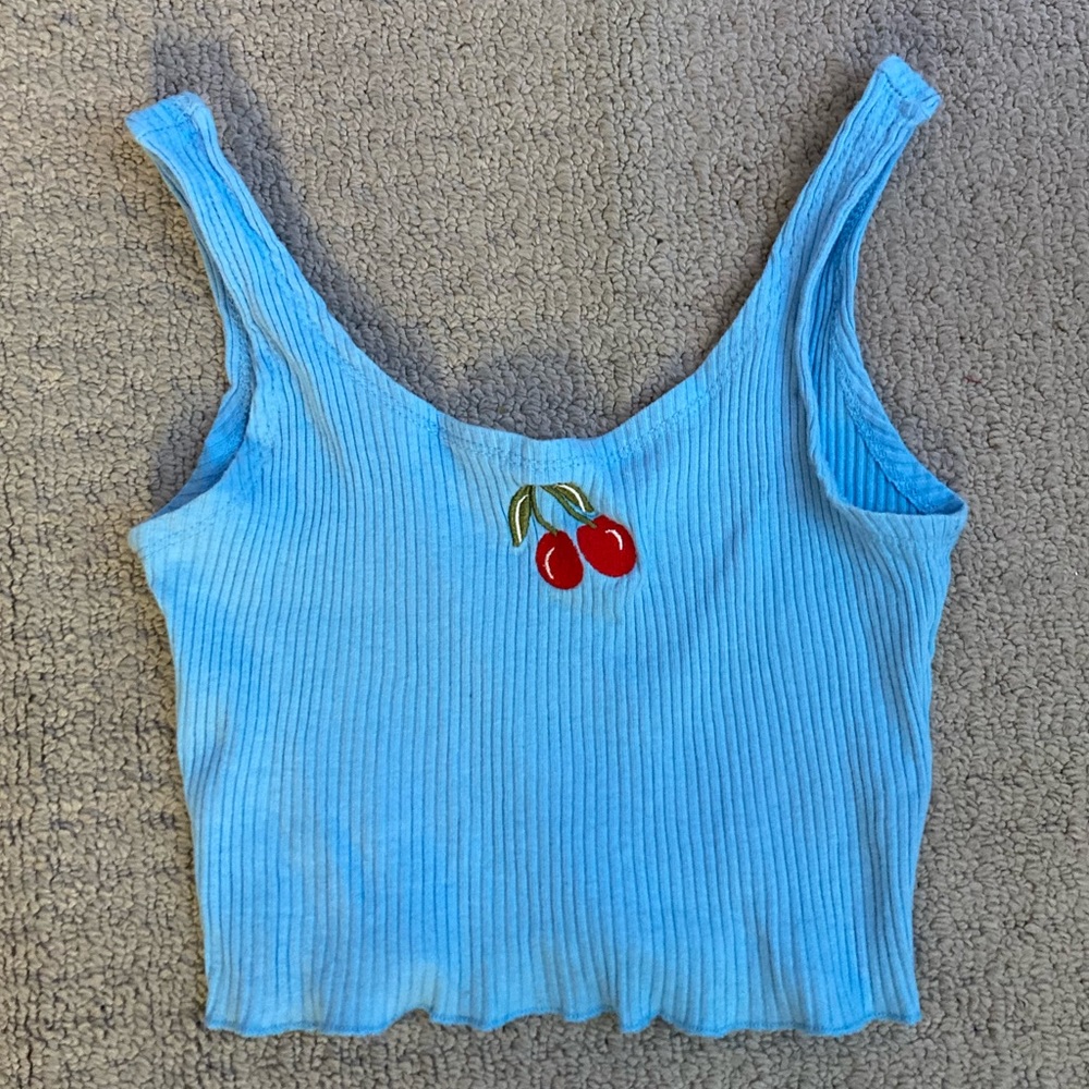 Blue with Cherry Patch Tank Top Size S